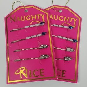 🙋‍♀️Naughty or Nice | Blue Crystal Bobby Pins
